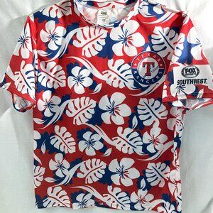Texas Rangers Logo All Over Floral Print Men's XL T-Shirt